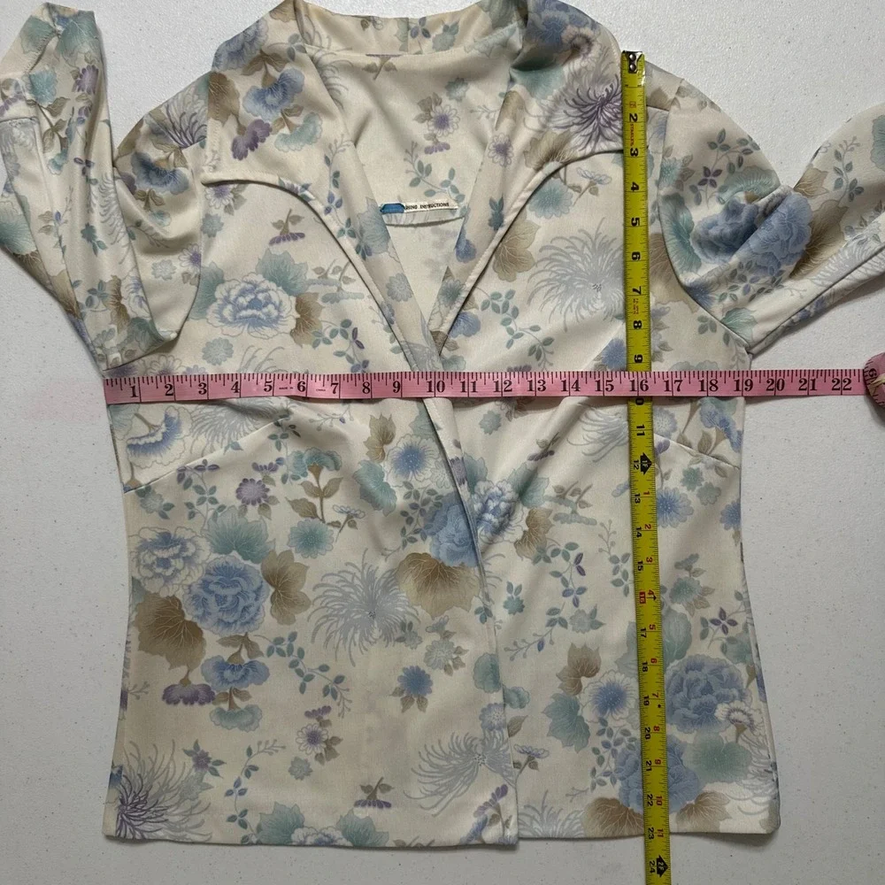 Vintage‎ 60's Floral 2 Piece Dress & Jacket Set Blue Purple Cream Cottagecore S